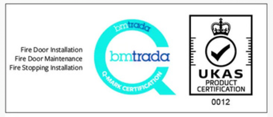 BM TRADA Q-Mark certification (UKAS accredited) — fire door installation, fire door maintenance, fire stopping installation